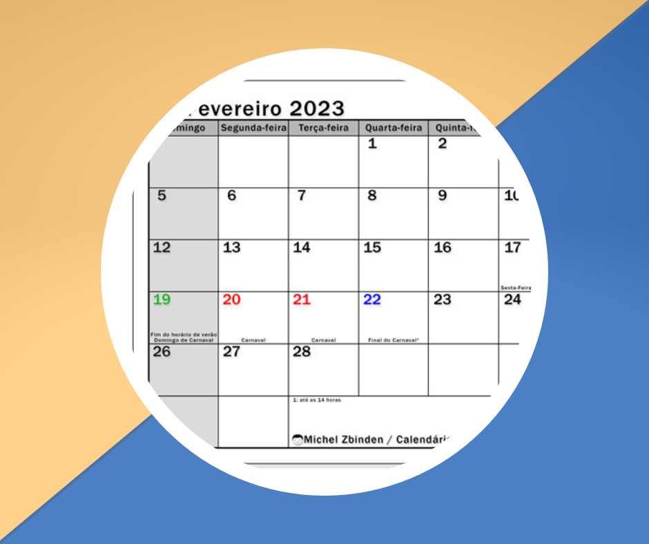 calendario de fevereiro